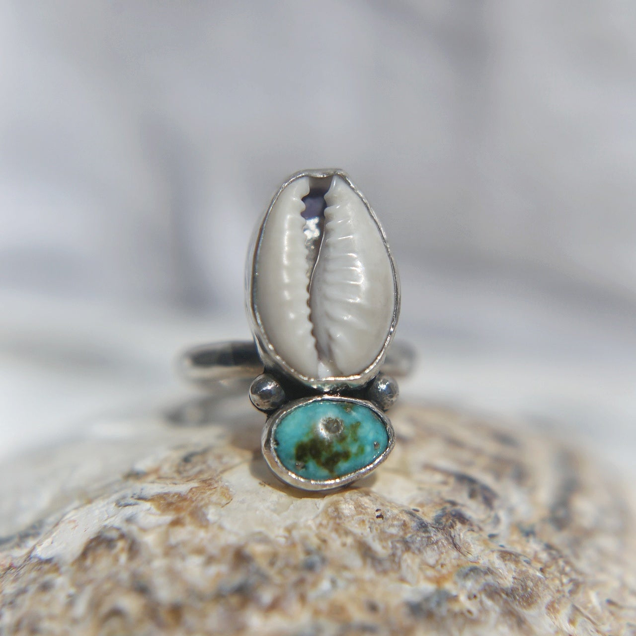 Cowrie Shell & Turquoise Ring