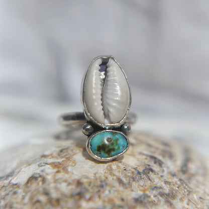 Cowrie Shell & Turquoise Ring