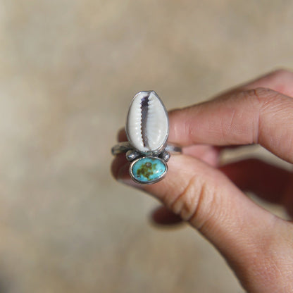 Cowrie Shell & Turquoise Ring