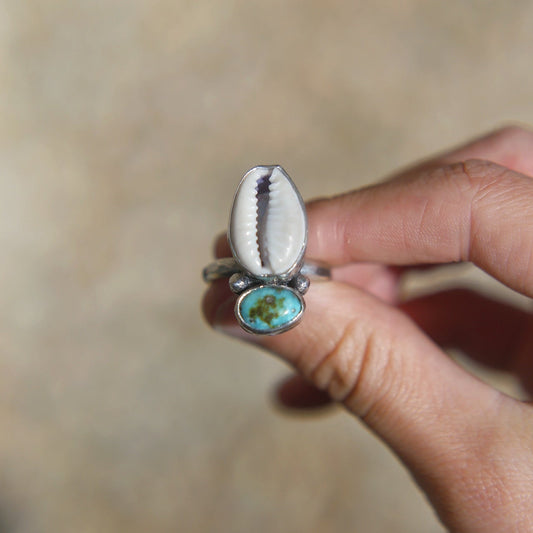 Cowrie Shell & Turquoise Ring